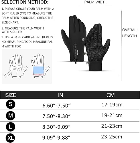 Miniatura 7 de TEMEI Guantes térmicos de invierno para hombres y mujeres, dedos para pantalla táctil, impermeables, resistentes al viento, antideslizantes, guantes