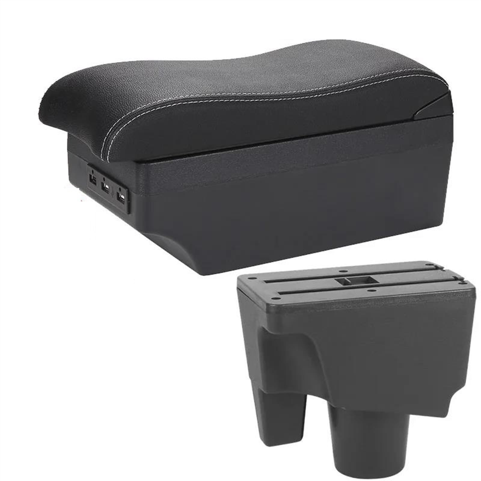 Noheeu A3 Black White 7Usb Car Armrest Box Curved Surface Accessorie Auto Storage For Prius C For Aqua
