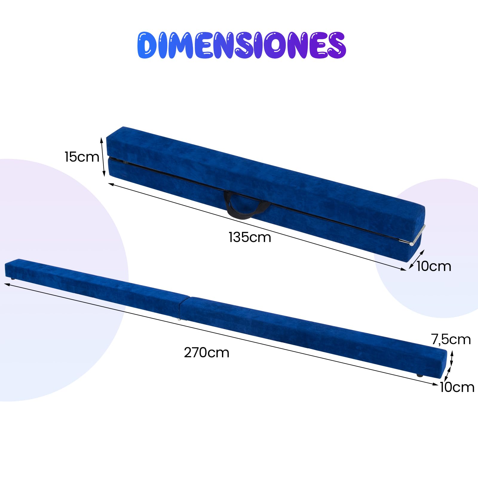 COSTWAY Barra de Equilibrio Plegable 240cm, Base de Madera Sólida y Fondo Antideslizante, Viga de Equilibrio e para Niños y Adolescentes