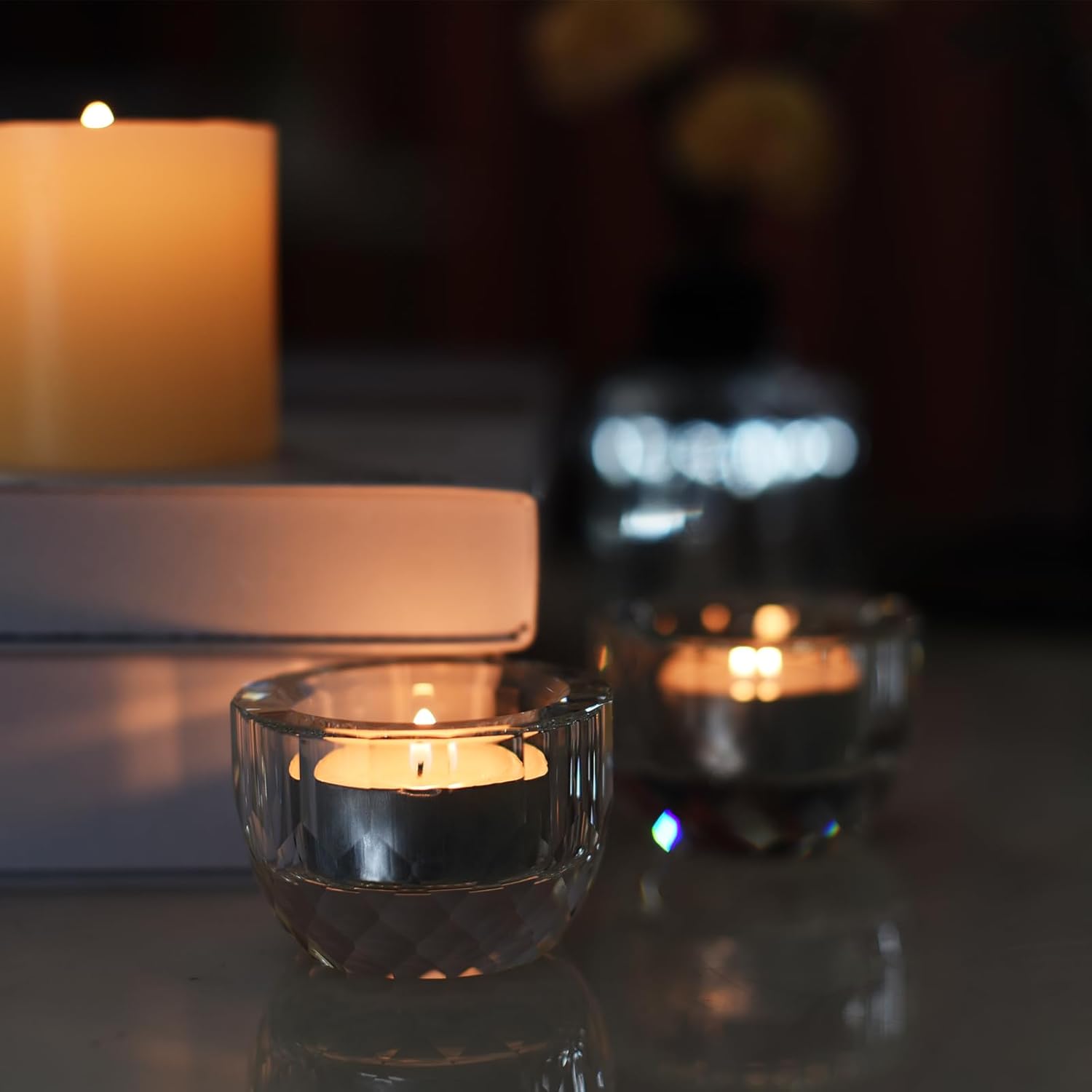 Crystal Tealight Candle Holders, Candlestick Holders for Wedding Centerpieces, Christmas Decor, Party Decorations, Home Table Accessories (2pcs) - Image 3