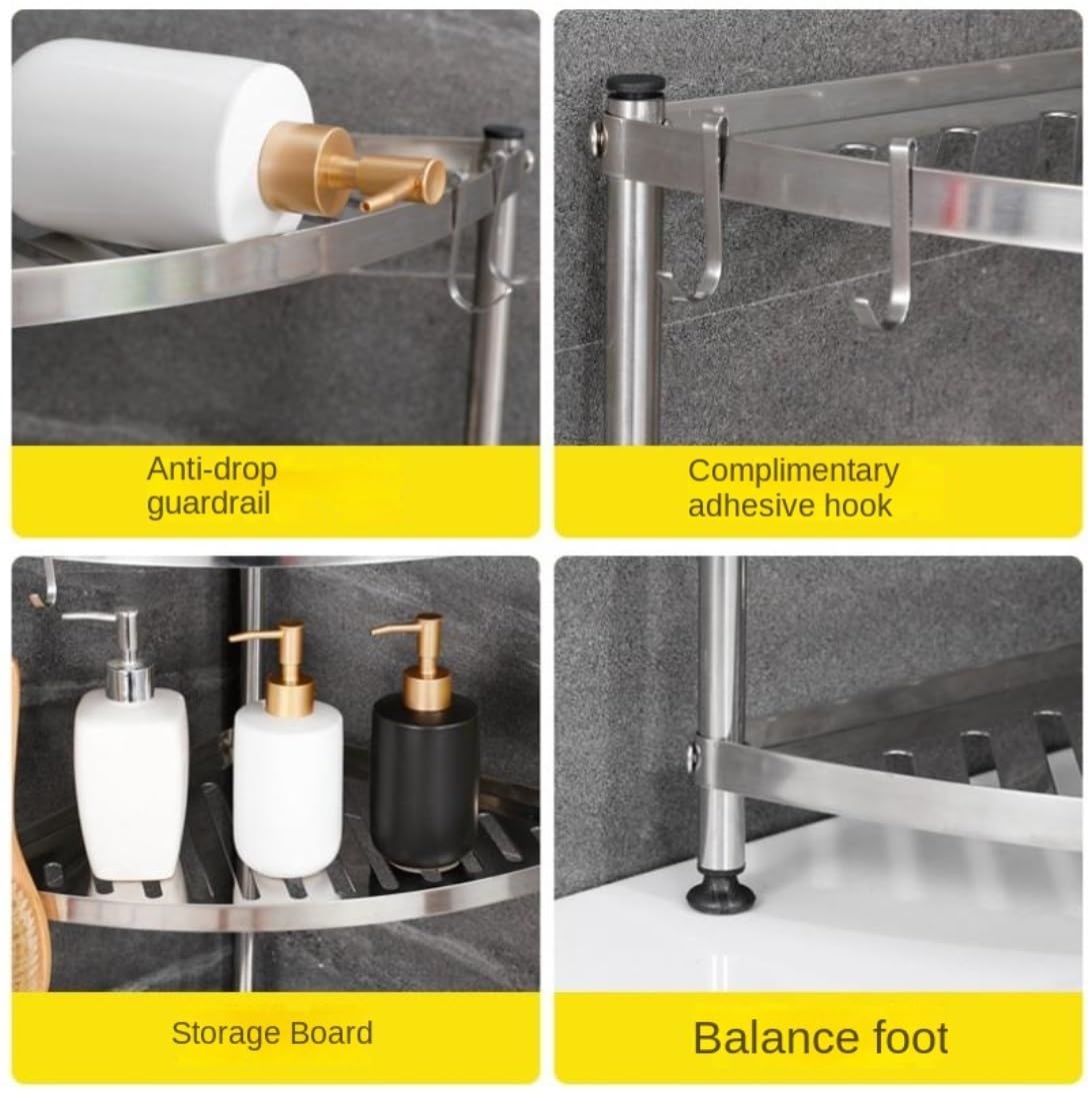Eckständer Eckregal Stehend Eckregal Mit 4 Etagen, Edelstahl-Eckregal, Eckständer Für Kleine Räume, Wohnzimmer, Badezimmer, Küche Eckregale Eckregal