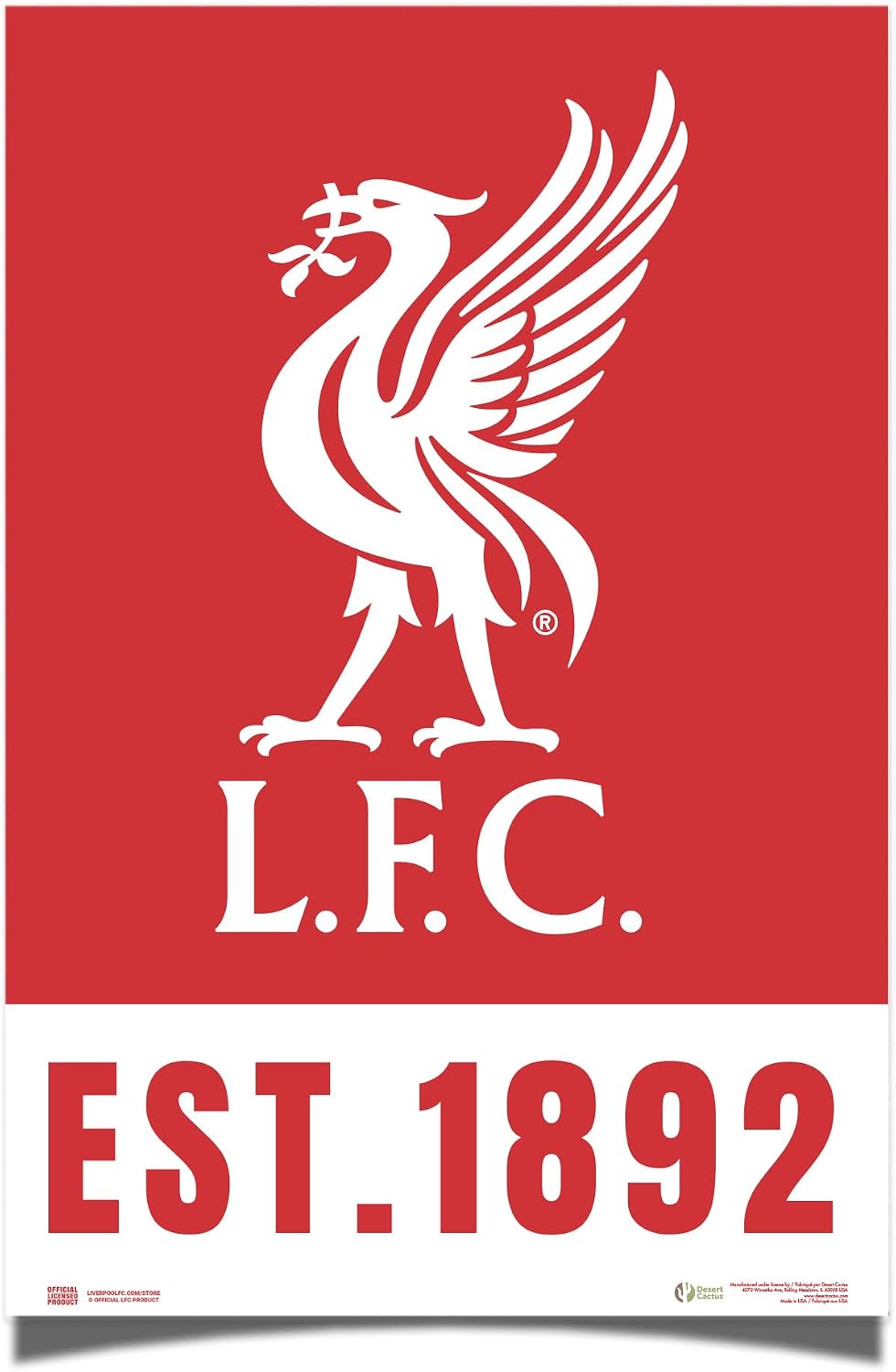 Desert Cactus Liverpool FC Poster Football Soccer 24 x 36 inch Room Office Décor Decoration Official Fan Gear (24x36,Style C)