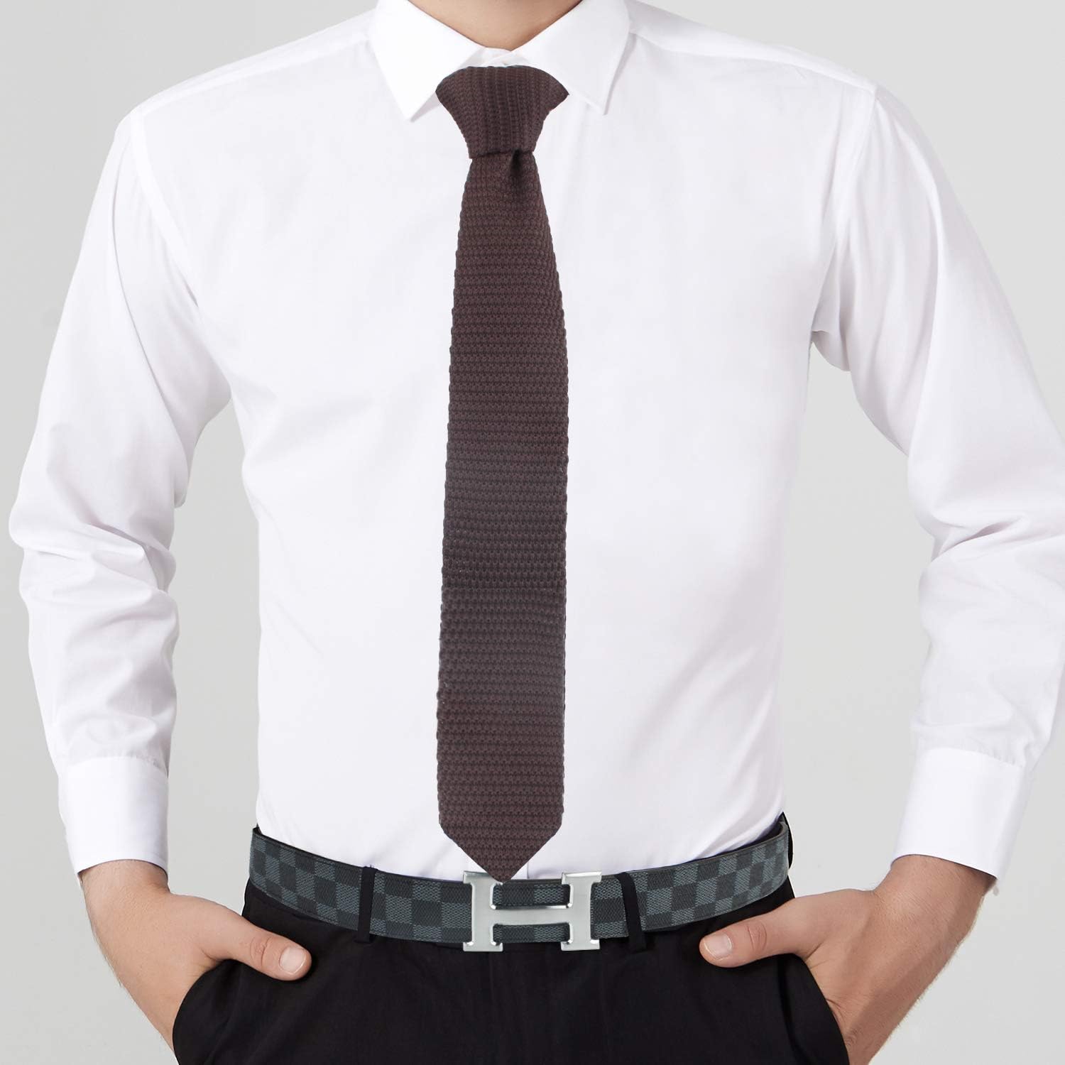 AUSCUFFLINKS Knit Skinny Tie | Knitted Slim Tie for Men | Groomsmen Wedding Neckties