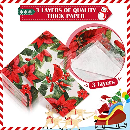 300 Pcs Christmas Paper Guest Napkins Christmas Cocktail Toilet Napkins Paper Disposable Guest Hand Towels For Bathroom Red Cardinal Poinsettia Xmas Decorative Napkins Bulk For Dinner Kitchen #TOP5