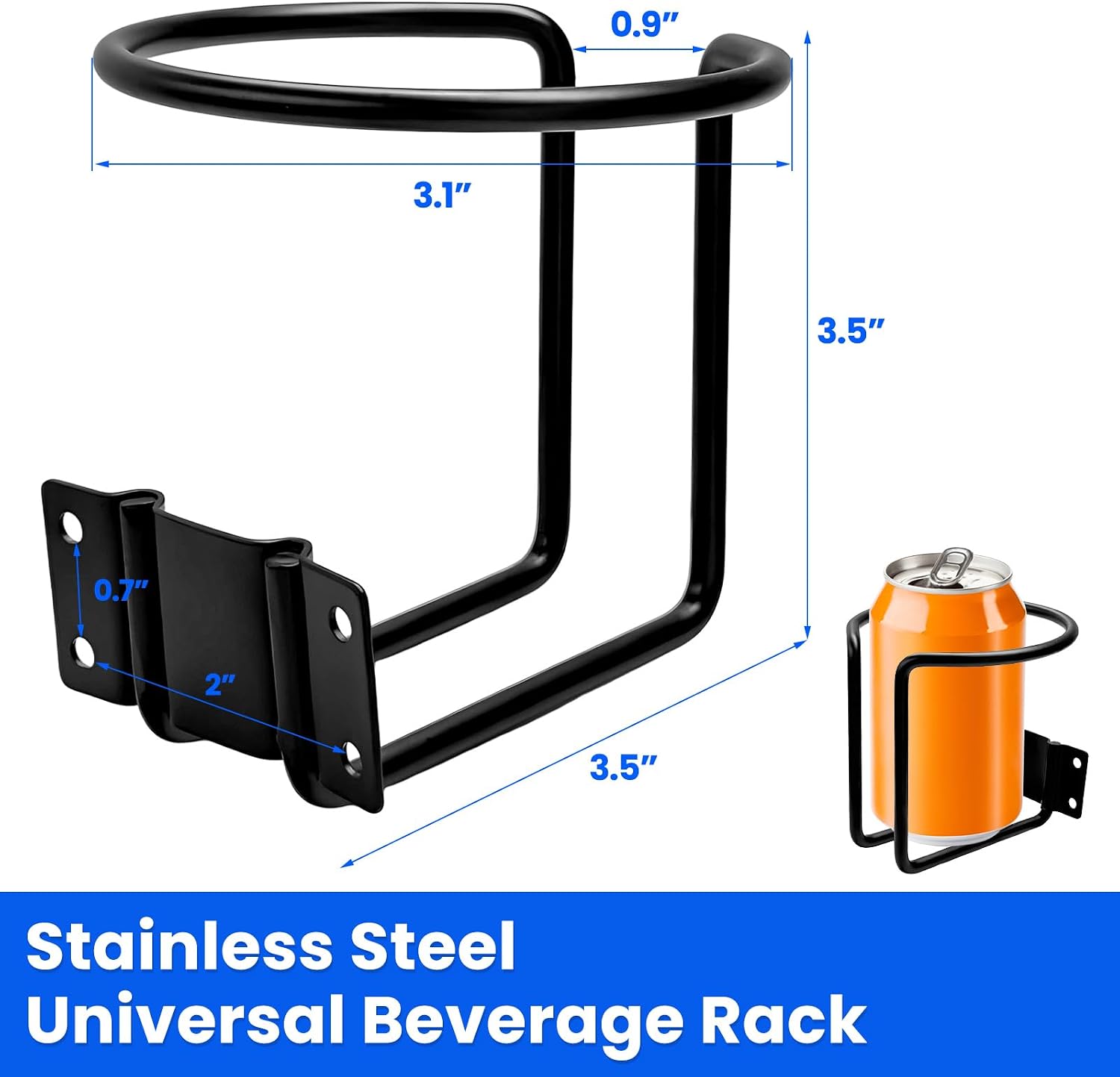 2PCS Boat Cup Holder, Wall Mounted Stainless Steel Drink Holders w/Screws & Plastic Anchors, Universal Coating Ring Cup Bottle Holders for Boat Truck RV Outdoor Wooden Swing image 2