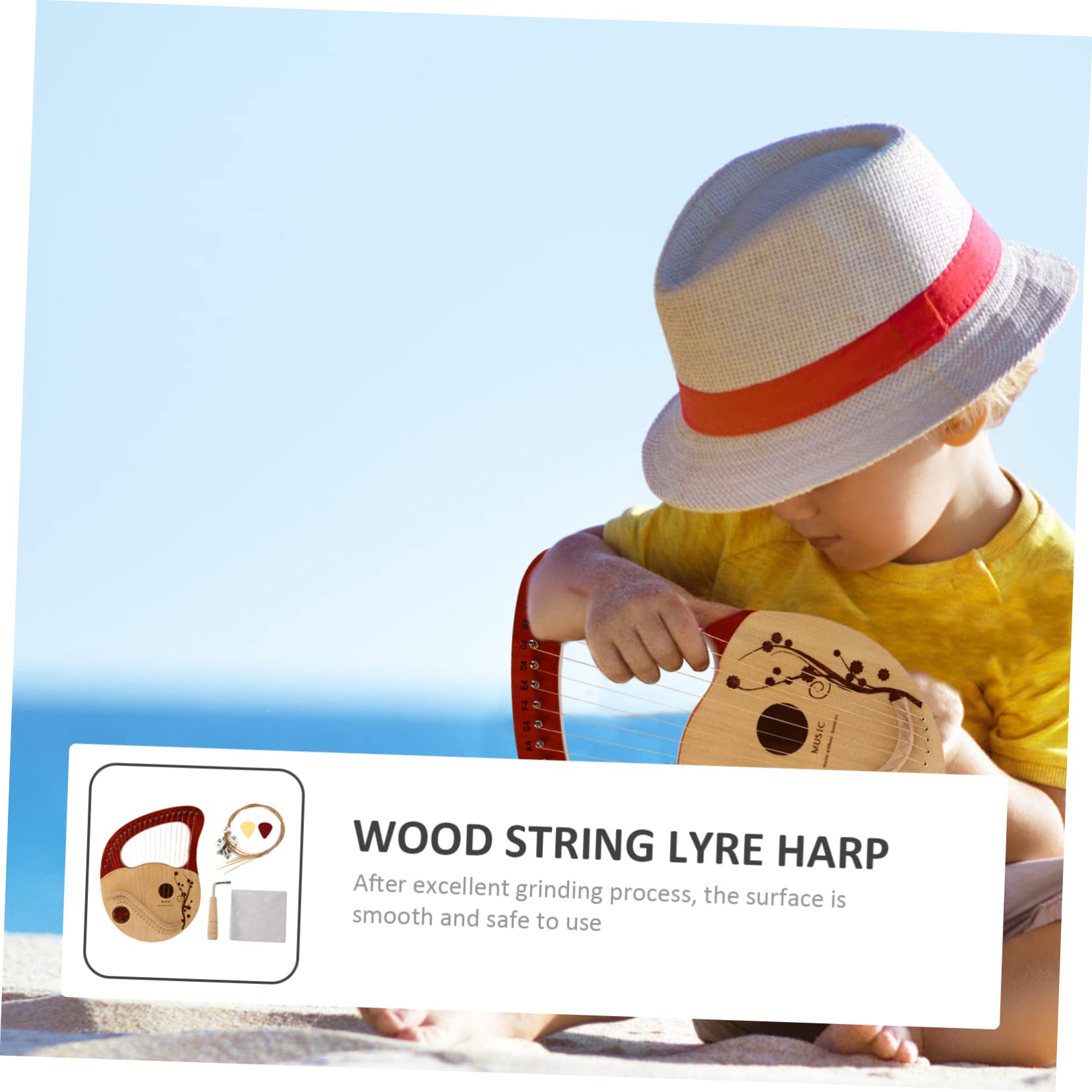 Yardwe Arpa in Legno Corde Strumento Corda Arpa in Legno Massello Corde Con Asta Di Accordatura Di in Strumento Musicale Lira Per Principianti