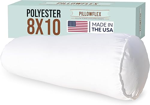 Pillowflex Almohada de almohada (8 x 10 pulgadas), relleno de almohada redonda, relleno de poliéster de felpa para fundas decorativas, relleno de