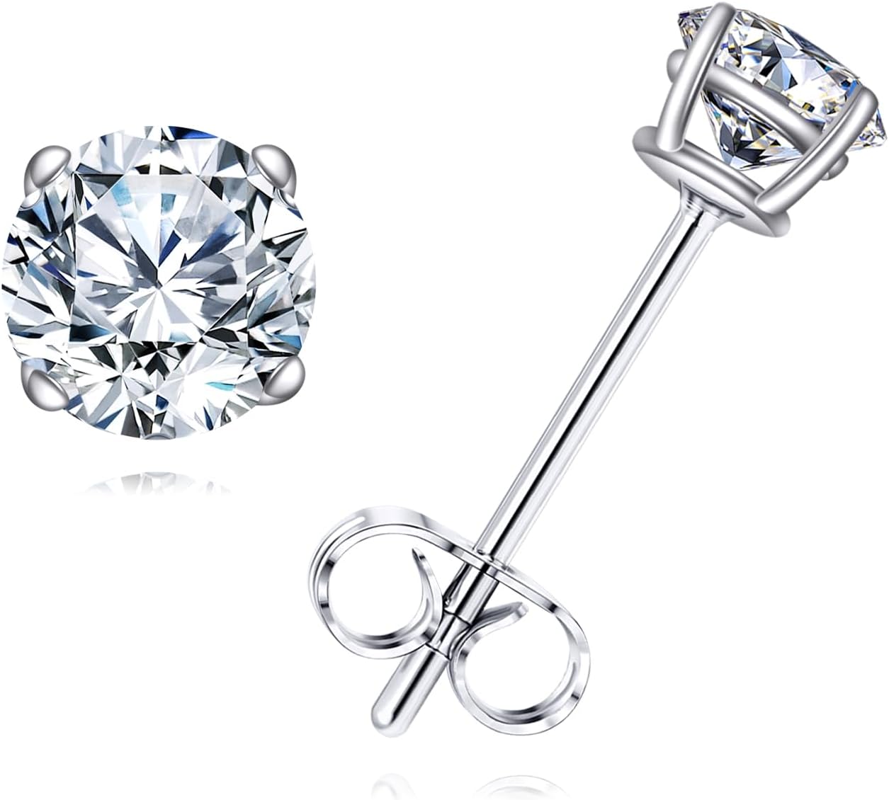 14k White Gold Moissanite Studs Earrings for Women White Gold Moissanite Earrings Jewelry Gift for Her