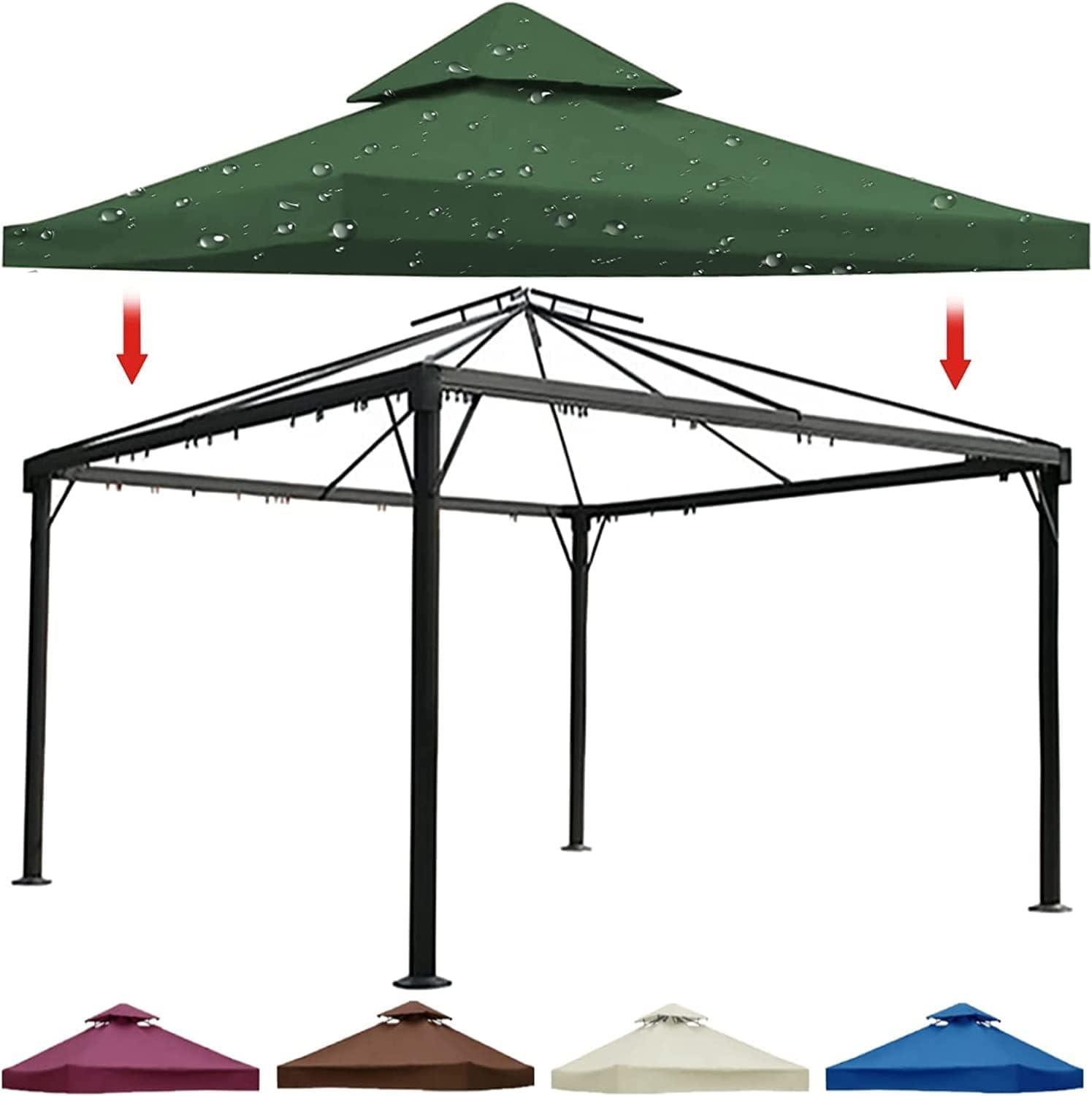 3x3 Gazebo Canopy Replacement Covers 2 Tier Waterproof with Air Vented