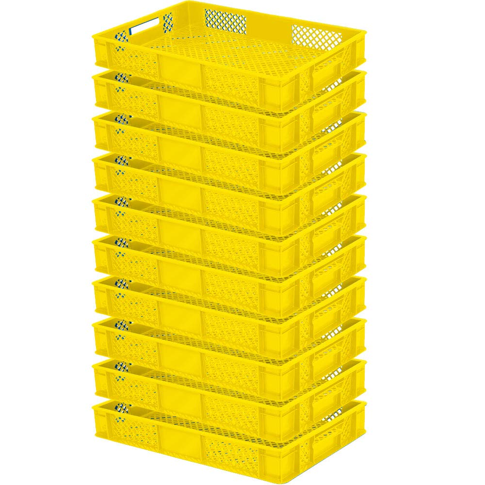 BRB 10x Eurobehälter/Stapelbehälter, LxBxH 600x400x90 mm, Inhalt 15 Liter (gelb)