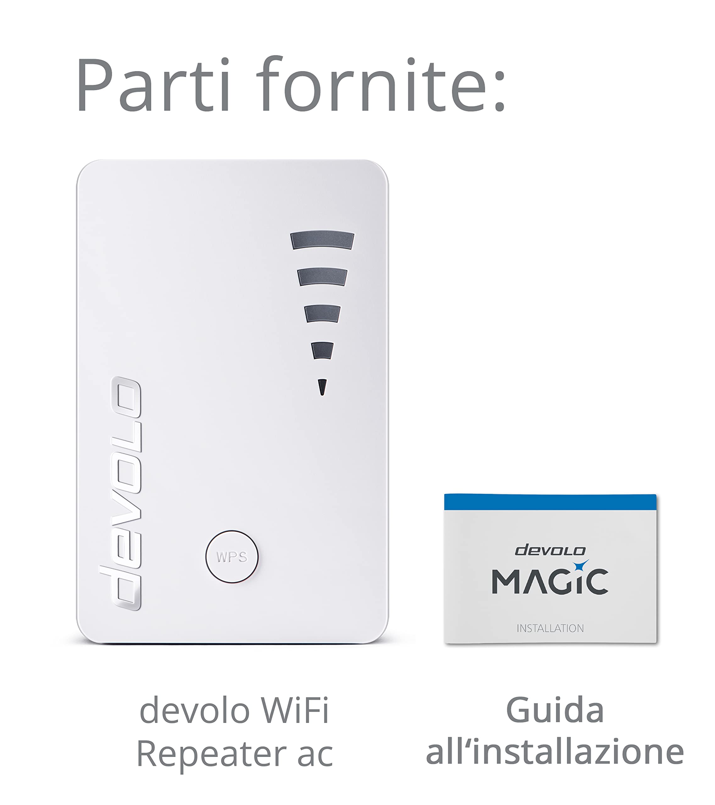 Devolo WiFi Repeater ac,1200 Mbps,1xporta LAN Gigabit Ethernet,WPS,Ripetitore, Amplificatore e Estensore WiFi,Indicatore di Potenza del Segnale a 5 livelli,Funzione Access Point,Design Compatto,Bianco