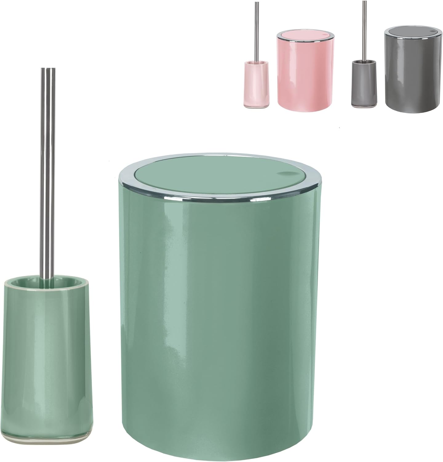 KW Toilet Brush and Bathroom Bin Set (Maldives Green) : Amazon.co.uk ...