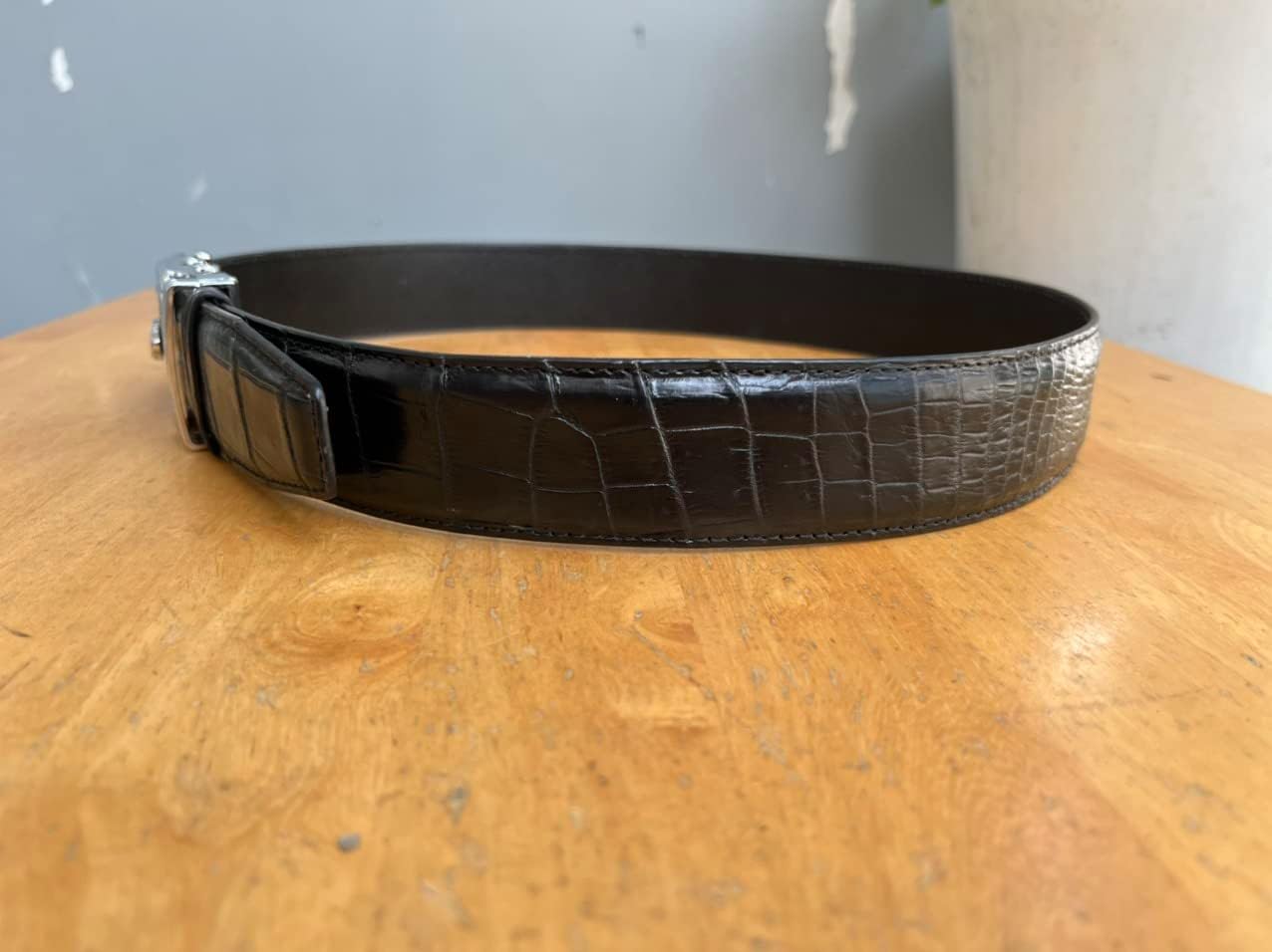 Genuine alligator belly black leather belts for Men, crocodile belly skin Men's belt