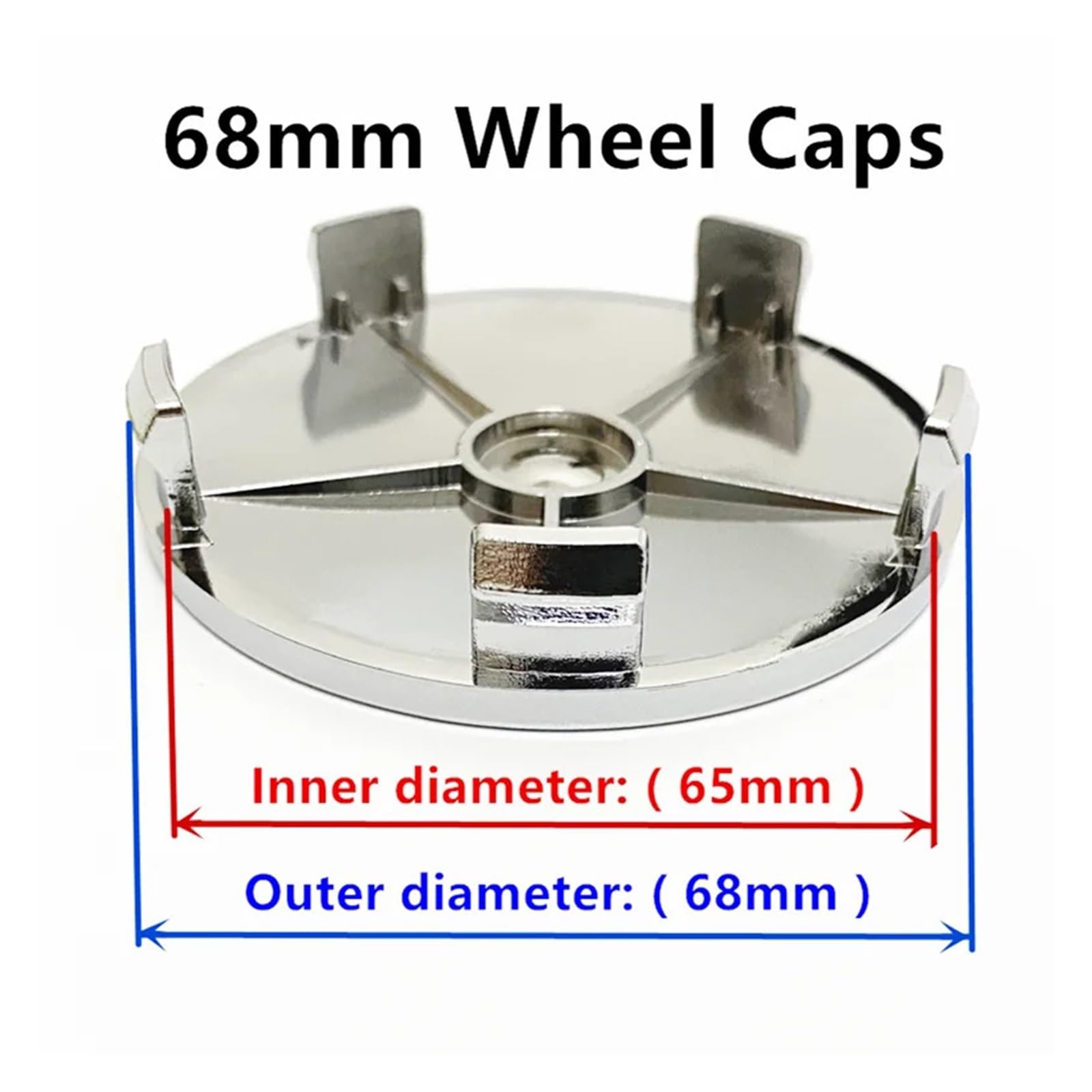 1 Pièces 68mm Chrome Argent Base Vierge Jantes De Voiture Couverture Roue Centre Moyeu Caps Auto Accessoires