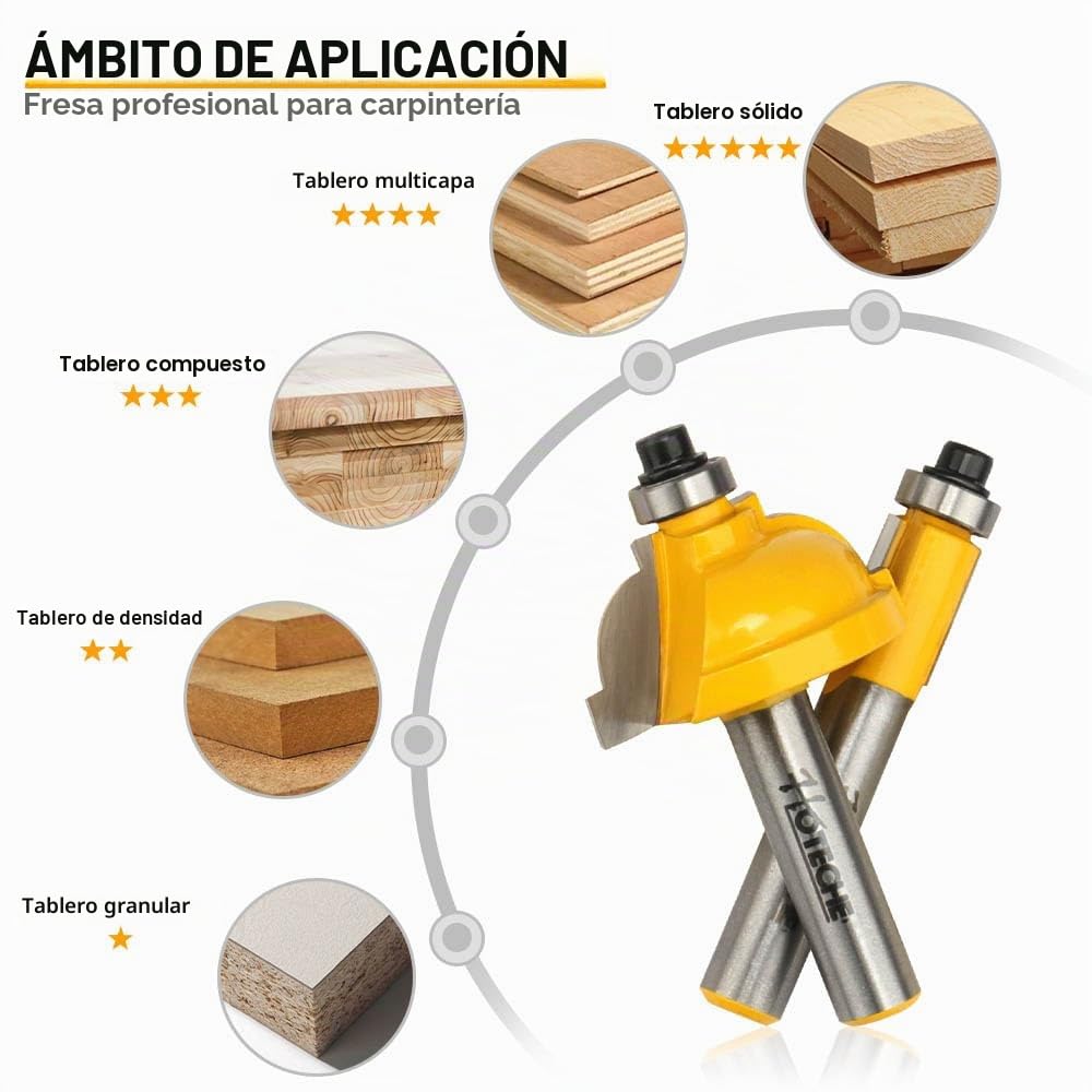 Hoteche Juego de fresas para carpintería, vástago de 6 mm, herramientas para fresadoras de madera de calidad industrial