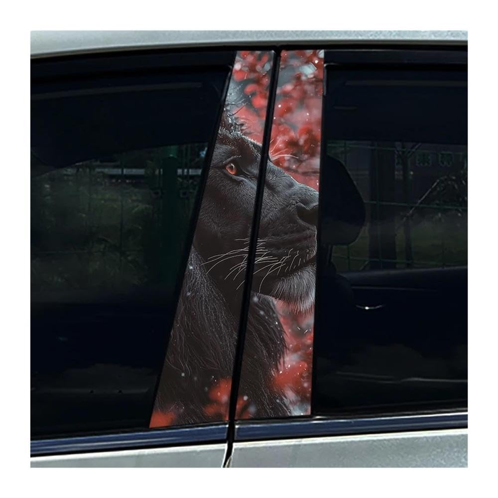 Body Parts 2PCS Auto B-Pillar Stickers Fierce Lion Car Center Column Cover Scratches Waterproof Decals(Type A)