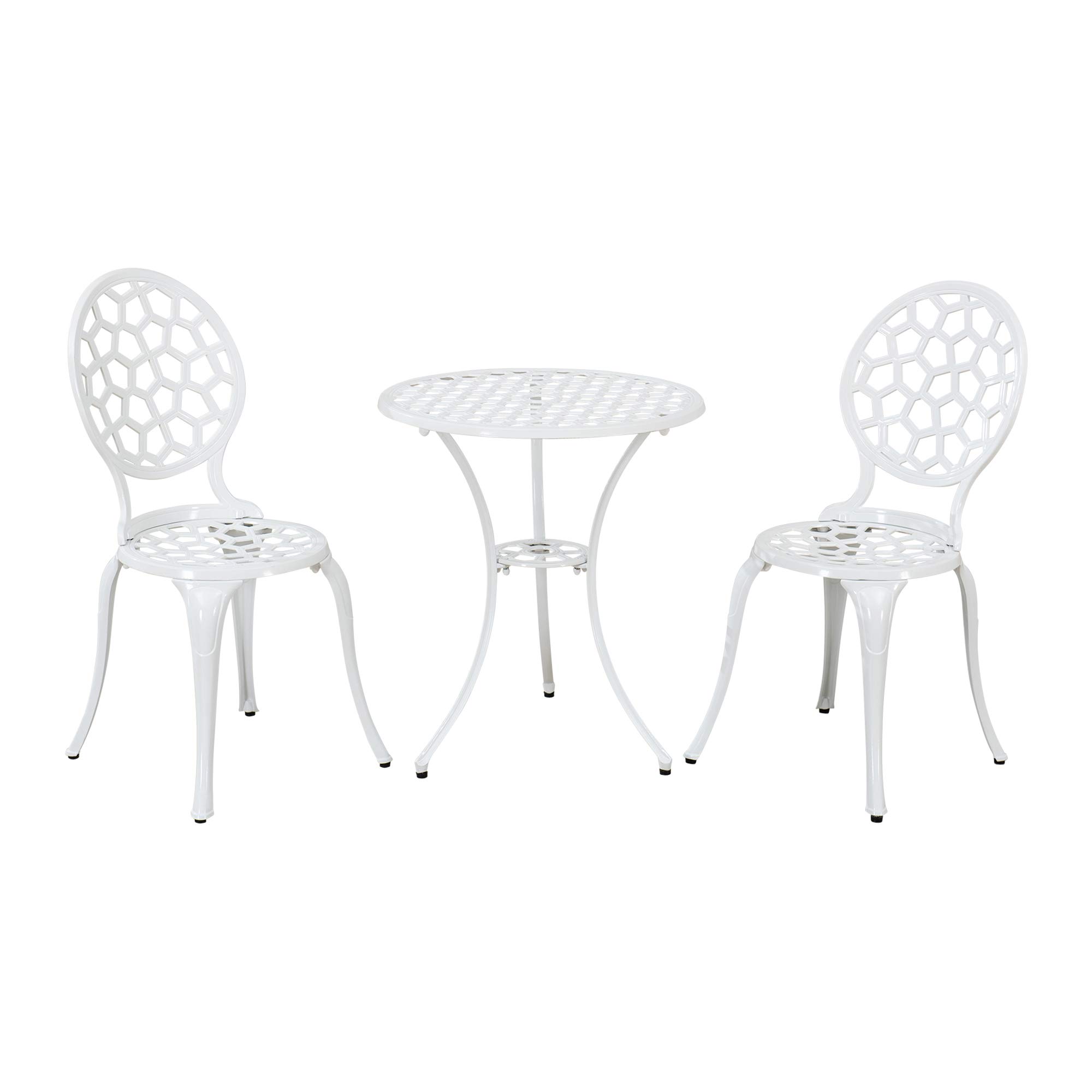 Sunjoy A202010800 Lottie 3-pc. Transitional Aluminum Bistro Set, White