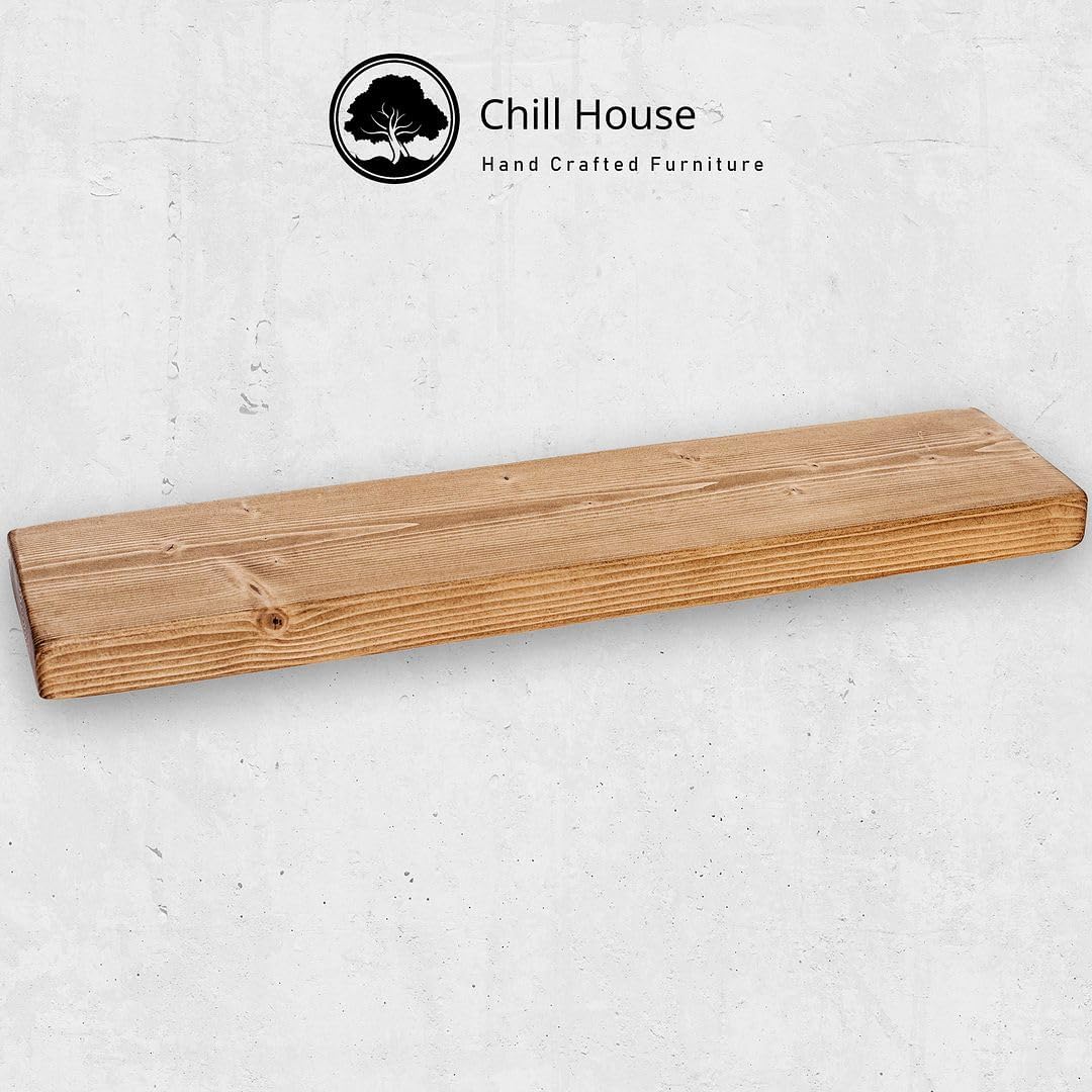 Chunky Rustic Floating Shelf 9x1.5, Tudor Oak, 31 inch