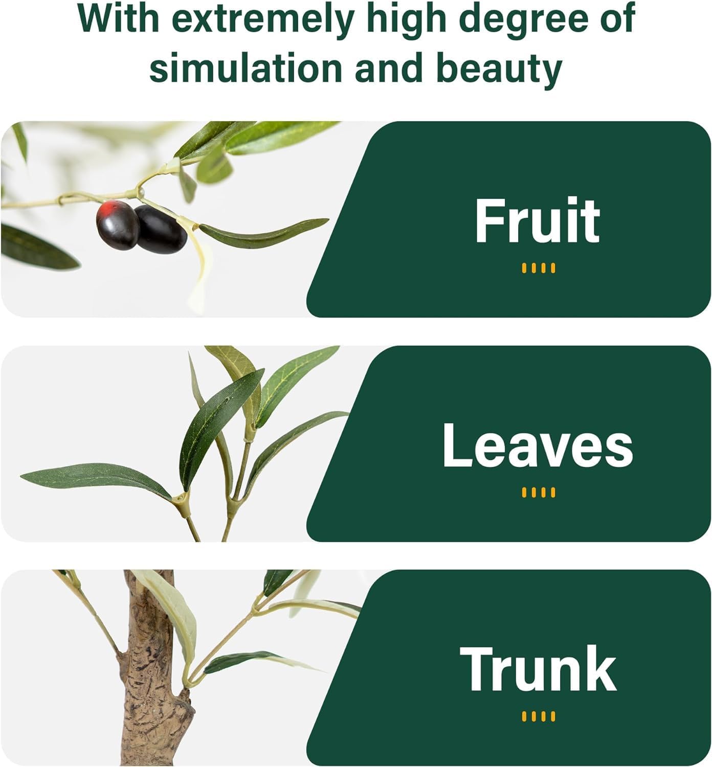 Olive Trees Artificial Indoor-Outdoor: Large Faux Olive Tree 5FT with Realistic Long Lasting Color Leaves & Fruits in Pot - Low Maintenance Fake Plants for Home Office Decor - Image 3