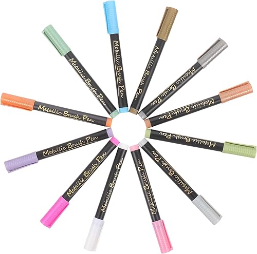 FAVOMOTO 12 marcadores de pintura de color lápiz de colores, marcadores de puntos marcadores metálicos, rotuladores metálicos rotuladores para