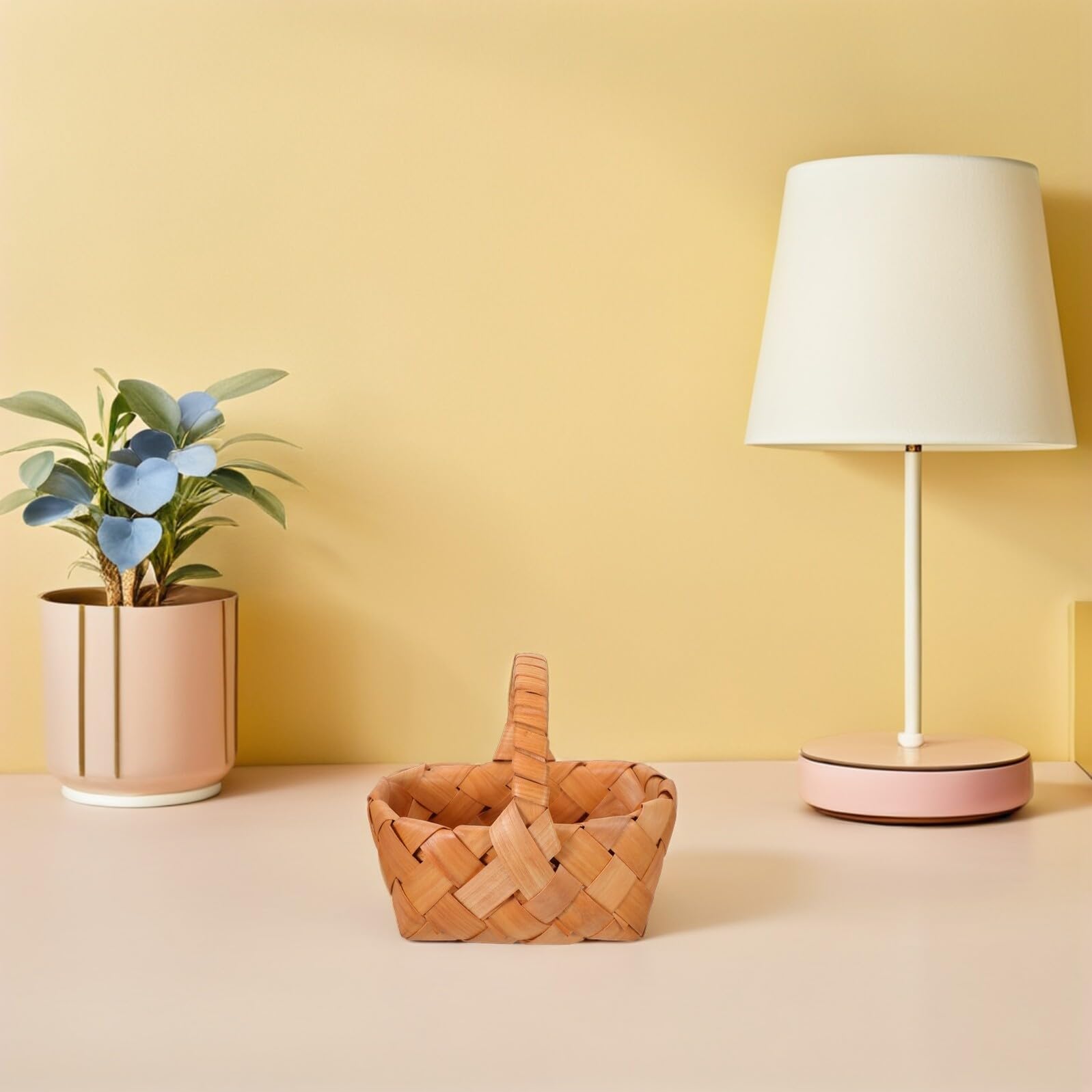 Artibetter 4 Cestas de Mimbre Pequeñas Tejidas en Madera con Asas Mini Cesta para Almacenamiento y Regalos Color Camel Ideales para Organización en Hogar Fiestas y de 4