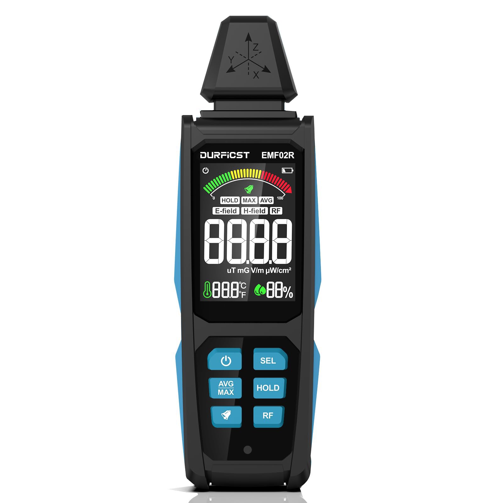 TERRIFI EMF Detector, 5 in 1 Rechargeable Digital EMF Radiation Detector, Measures Ambient Temperature and Humidity, Ideal for Cell Phone Towers, Smart Meters, Home EMF Detection, and Ghost Hunting