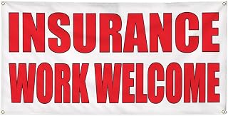 Vinyl Banner Multiple Sizes Insurance Work Welcome Auto Body Shop Car B Business Outdoor Weatherproof Industrial Yard Signs White 4 Grommets 24x48Inches