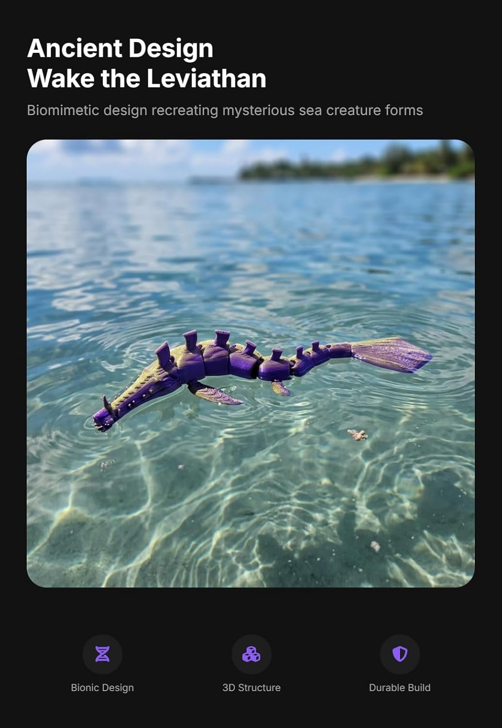 Long snake sea eater toy,Sea Monster 3D Printed Flexible Articulated Fidget Toy – Sea Eater Deep Sea Creature Collectible, sea eater monster toy Desk Toy & Unique Gift for Ocean Lovers (Colorful-21cm)