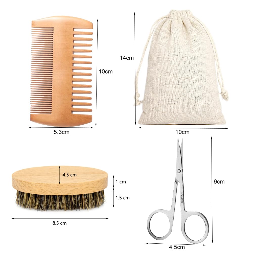 Cerioll Spazzola Da Barba Con Setole, Spazzola Da Barba Con Setole Di Cinghiale, Spazzola Per Barba Uomo, Pettine Da Barba E Set Di Spazzola Per Uomo, Con Pettine Per Barba, Forbici Da Barba