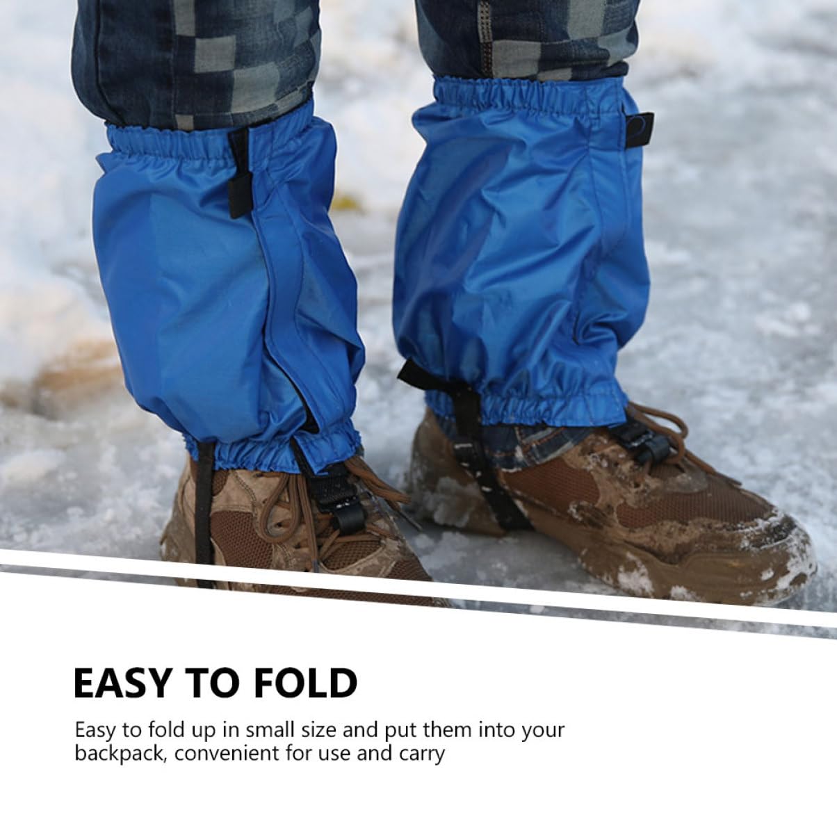 Kisangel Polainas Impermeables Ajustables para Senderismo y Nieve Protección para Piernas y Botas Outdoor Antidesgarro Azul
