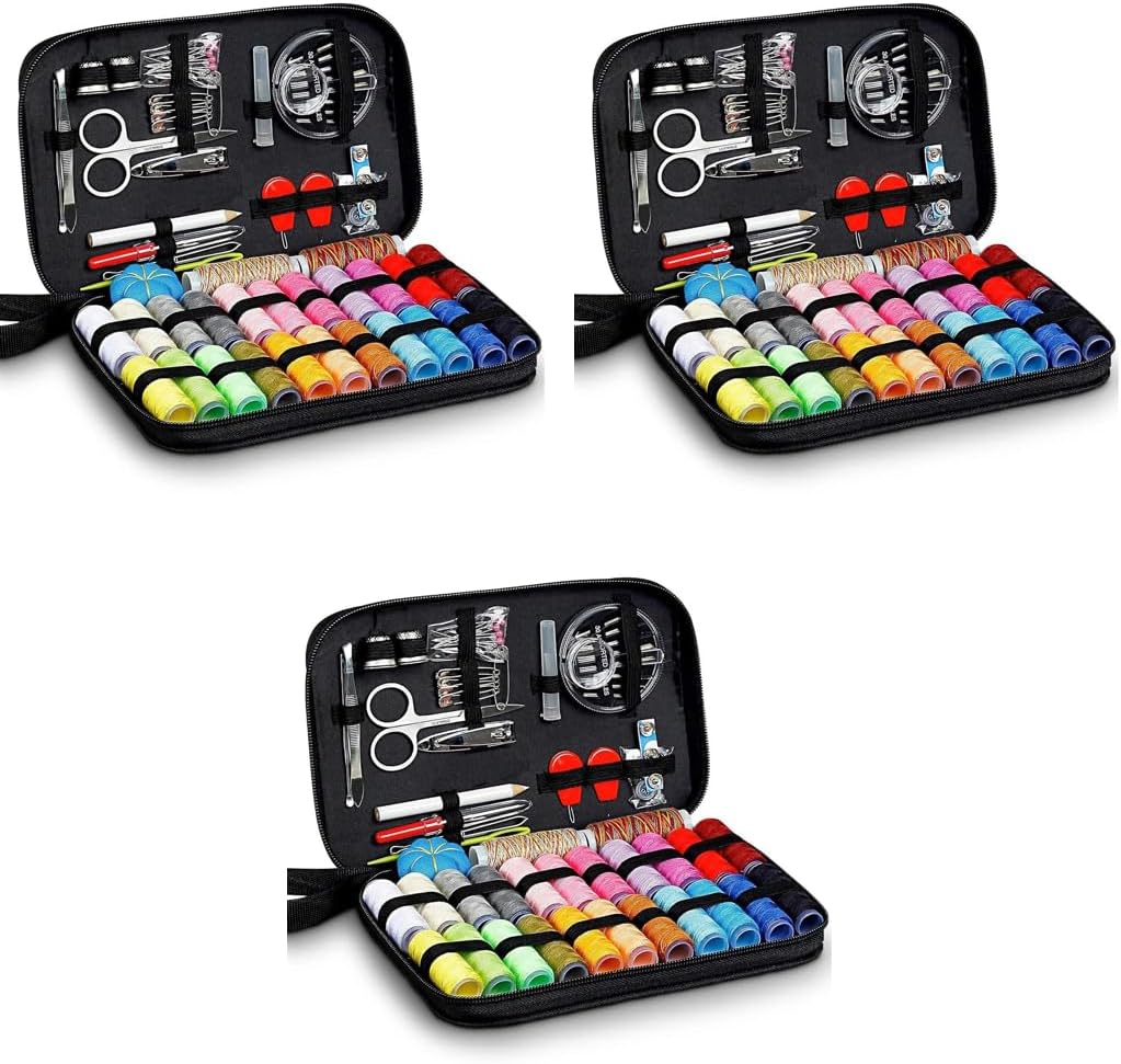 ELEPHANTBOAT® 98 PCS Sewing Kit, Portable Sewing kit Box Sewing Supplies Accessories with 24Pcs Thread Spools, Scissors, Thread Needles,Tape Measure for DIY, Adults,Beginners,Emergency,Travel,Home