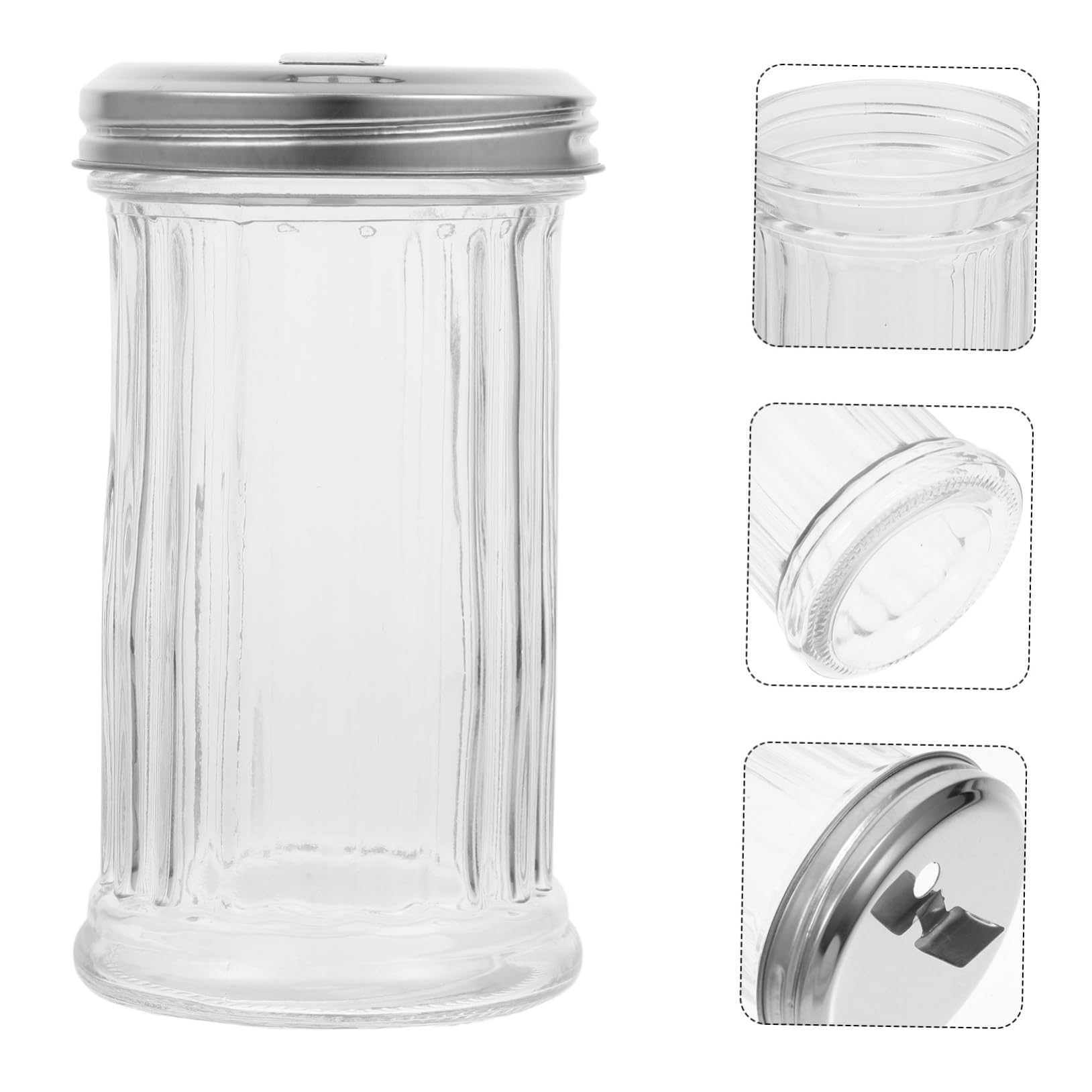 ABOOFAN 4 Stück Pfefferstreuer aus Glas und Edelstahl 330ml Gewürzstreuer mit Deckel und Praktischem Verschluss für Einfache Aufbewahrung in Küche