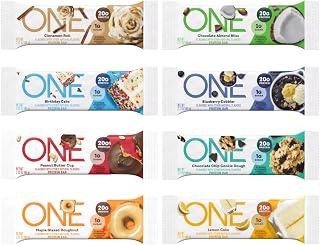 One-Protein Bar Variety Pack, 2.12 Oz Bars, Gluten-Free Protein Bar with High Protein (18-20g) and Low Sugar (1g) 8 Pack (8 Pack, 8 Flavor)