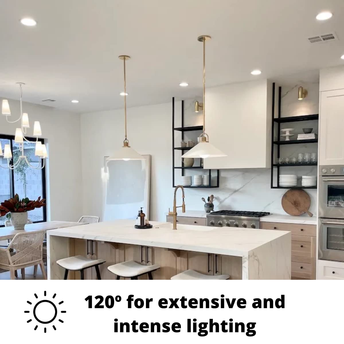 JANDEI – Confezione da 10 Faretti LED COB da Incasso da 15W, 1350 Lumen, Cornice Rotonda Bianca 160x55mm (Foro da 130-135mm). IP44 Ideale Cucina, Bagno - Luce fredda 6000K