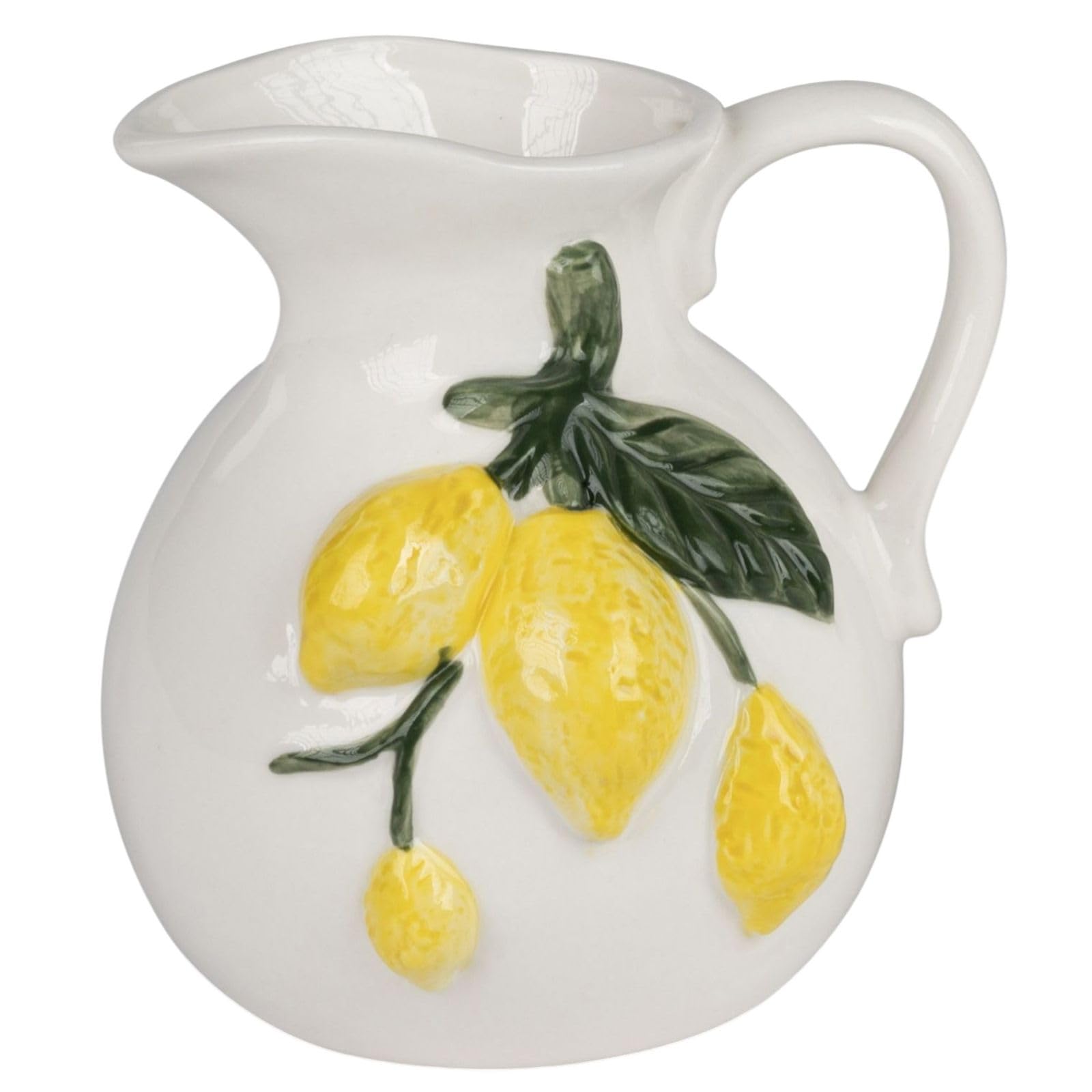 Jarrón de porcelana blanca con relieve de limón para decoración mediterránea