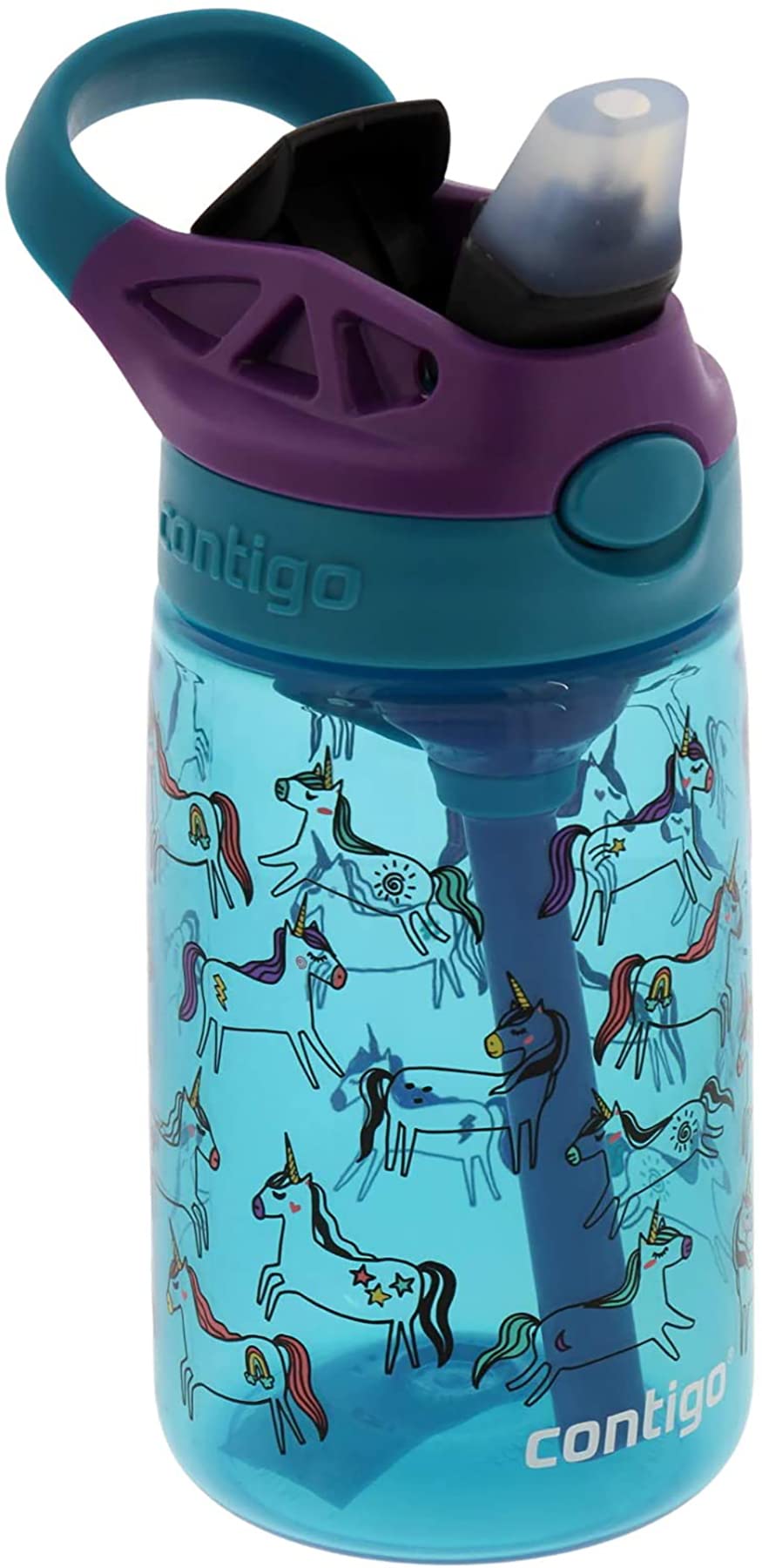 Contigo AUTOSPOUT Camping Hydration Water Bottles, 14oz (Pack of 1), Unicorn