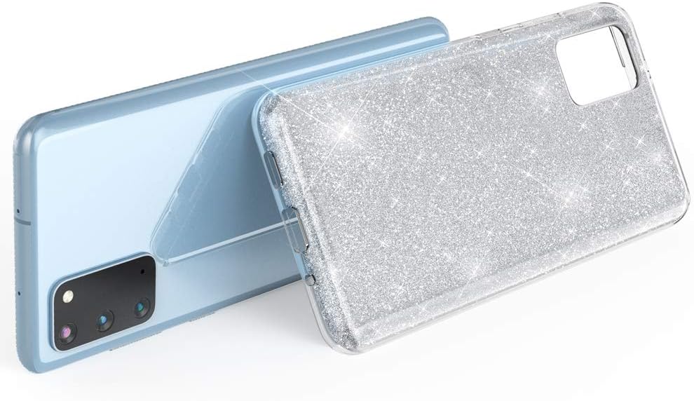 NALIA Glitter Cover Compatible with Samsung Galaxy S20 Case, Protective Sparkly Rugged Rhinestone Bling Phonecase, Slim Shiny Shockproof Bumper Sturdy Skin Protector Shell, Color:Silver