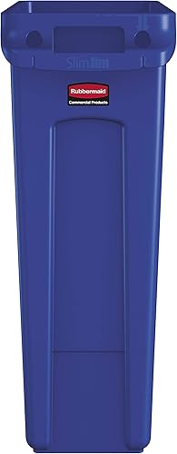 Miniatura 5 de Rubbermaid Commercial Products - Basurero de reciclaje, diseño rectangular con canales de ventilación, modelo Slim Jim, Azul