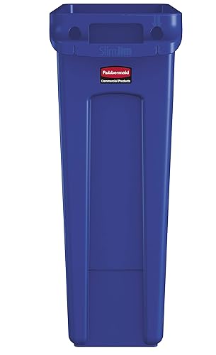 Miniatura 2 de Rubbermaid - Basurero Commercial Products Slim Jim, rectangular de plástico con canales de ventilación, 23gal, azul (1956185)