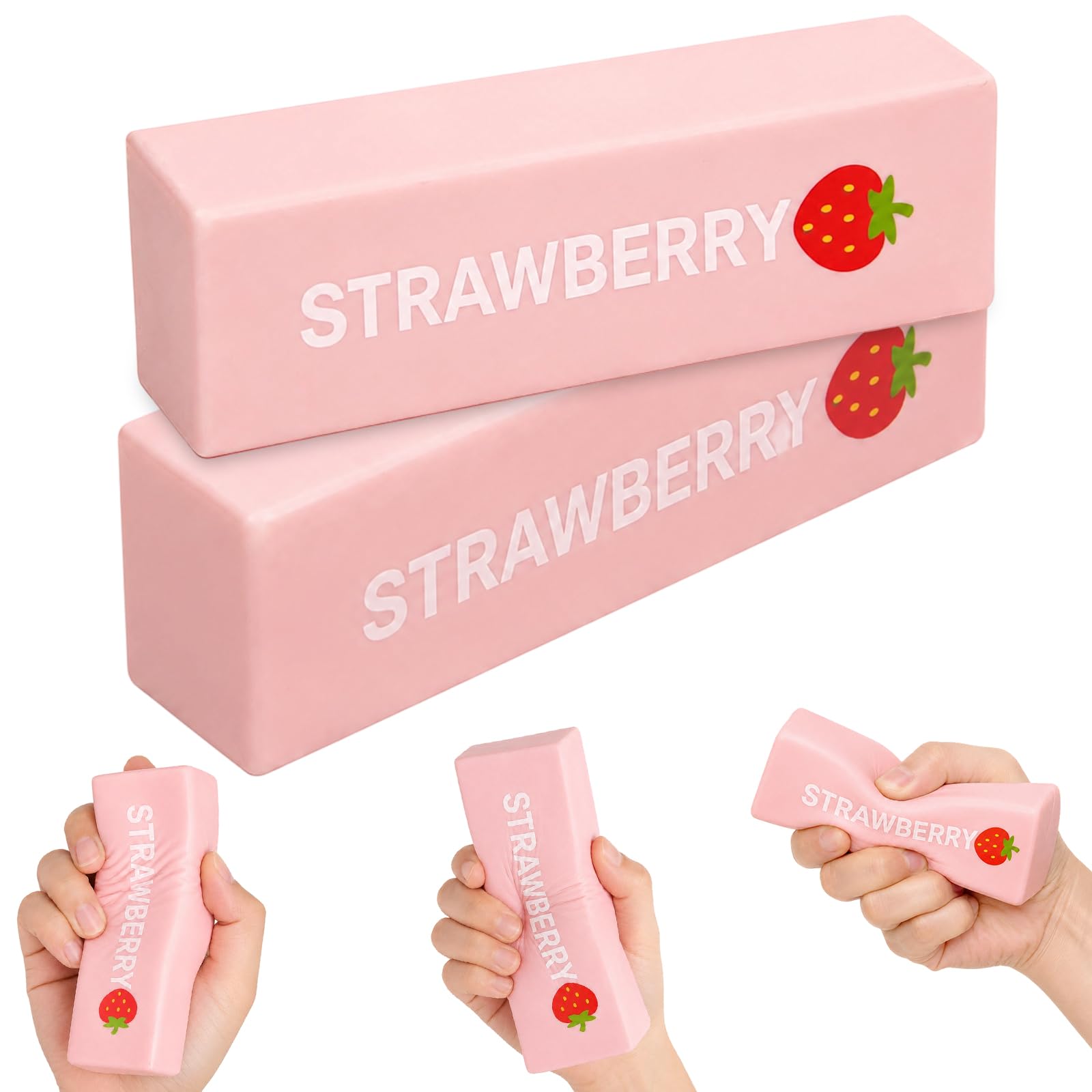 2Pcs Butter Squishy, Strawberry Squishy Soft Squeeze Piece, Relax Squeeze Item for Adults Teens, Sensory Slow Rebound Ornament, Birthday Present