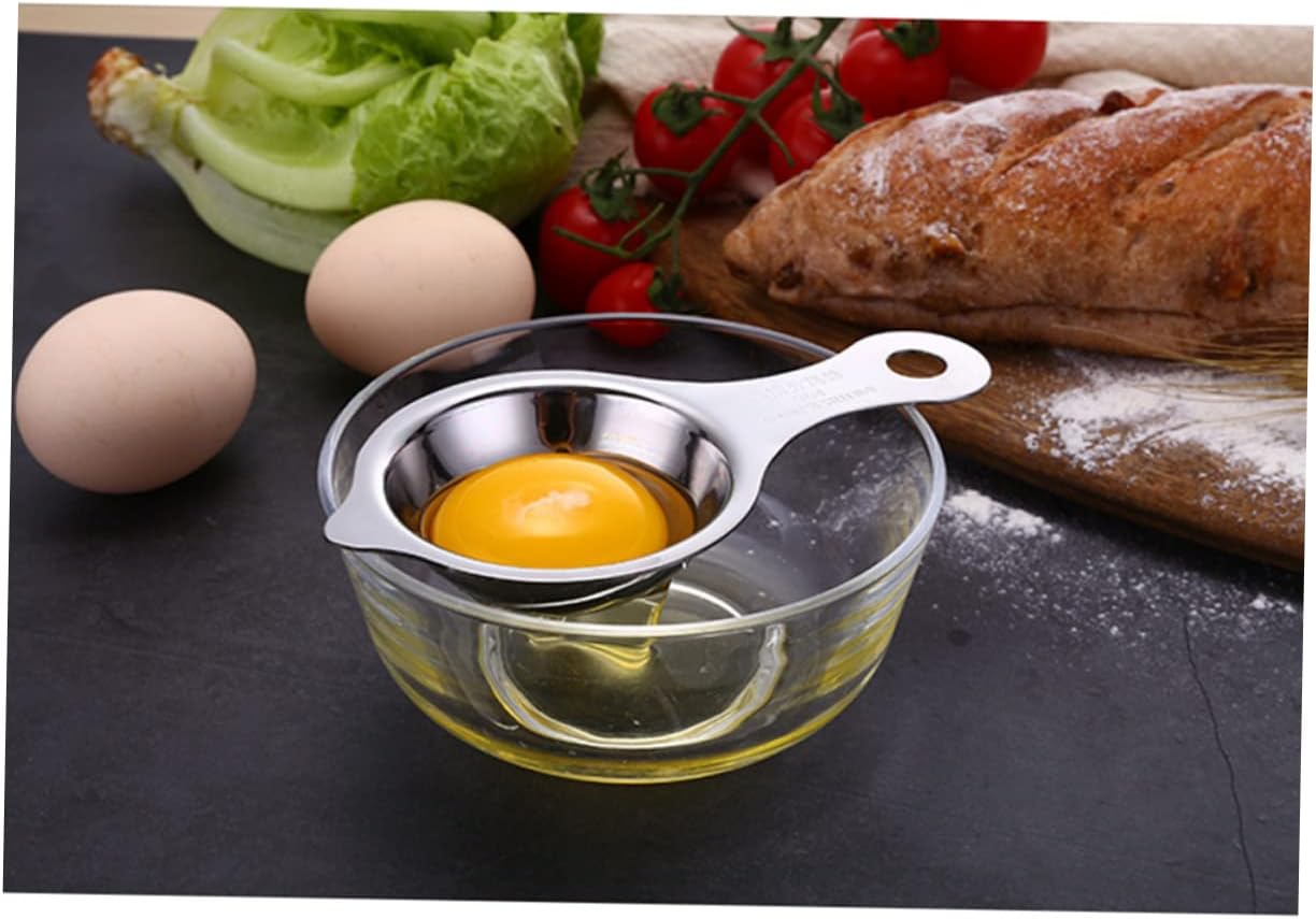 GLEAVI 1set Stainless Steel Egg Separator Yolk Divider Sieve for Cooking Baking Mirror Polished Smooth Inner Kitchen Accessory Easy to Clean and Use 2pcs