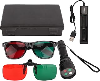Four Light Test Red Green Glasses, 1200mAH 4 Dot Test Flashlight Red Green Glasses Portable Professional Long Life Penlight Optometry Tester Eye Suppression Check Ophthalmic Tester for Ophthalmic