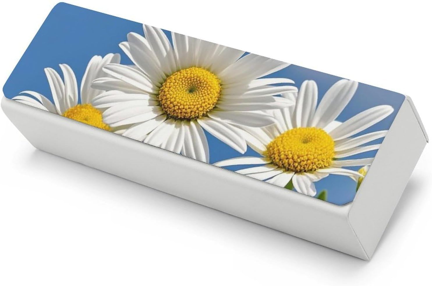 Beautiful Daisies Glasses Case Eyeglasses Case with Cleaning Cloth Premium Leather Spectacle Cases - Thoughtful Gift for Friends & Loved Ones