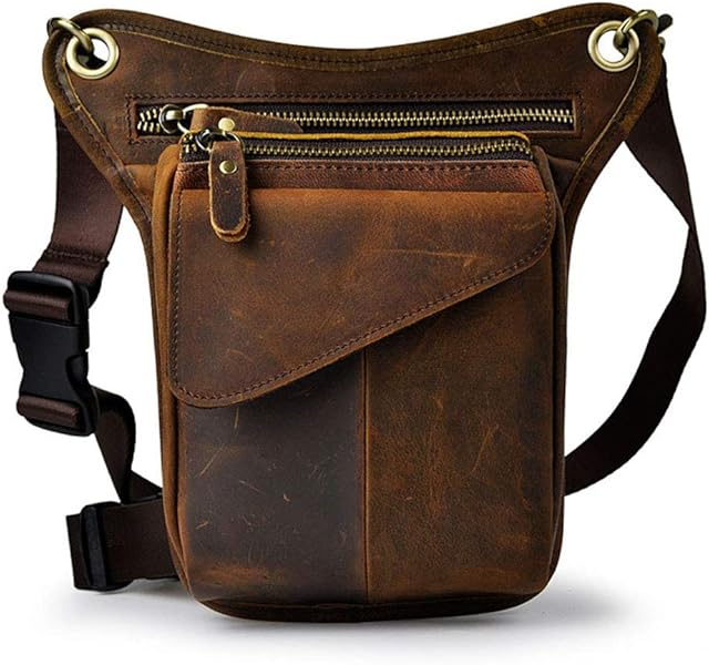 Xieben Leather Drop Leg Bag for Men Women Motorcycle Bike Riding Cycling Multi-Purpose Thigh Waist Fanny Pack Travel Hiking Sports Camping Pouch