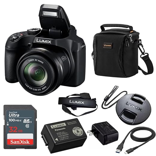 Panasonic Lumix Fz80D 18.1Mp Point &Amp; Shoot Digital Camera, Bundle With Slinger Shoulder Bag, 32Gb Sd Card, Cleaning Cloth