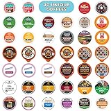 Coffee Pods Variety Pack Sampler, Assorted Single Serve Coffee for Keurig K Cups Coffee Makers, 40 Unique Cups
