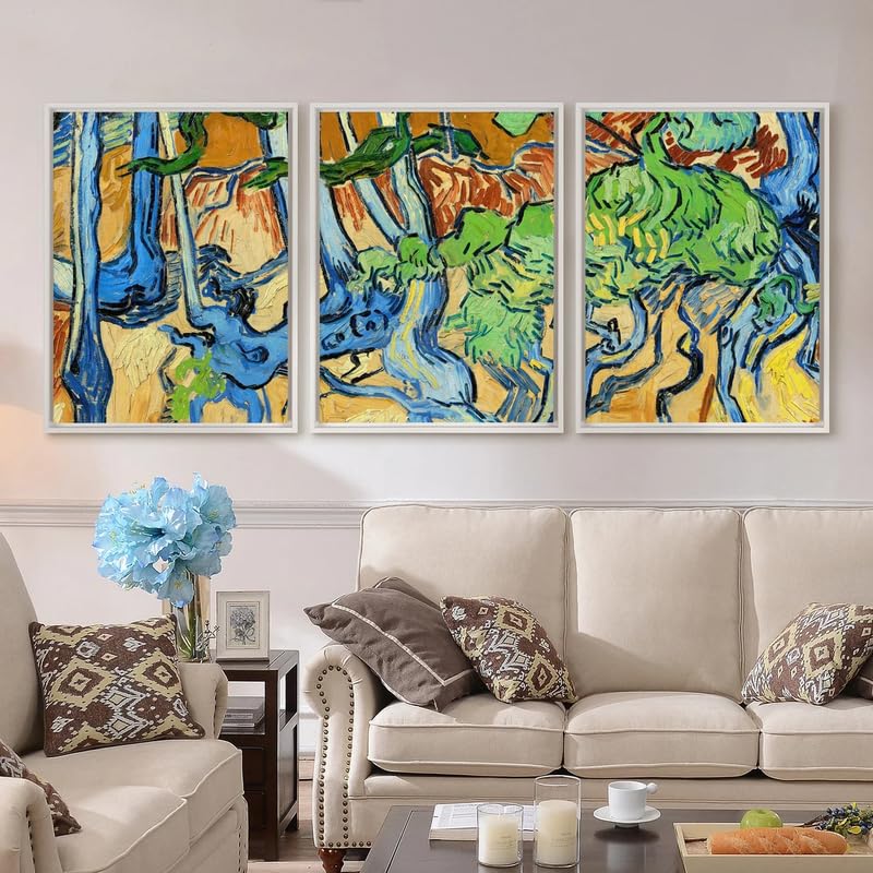 Triptyque Tree Roots Van Gogh 3 posters A4 BensArt pour salon moderne