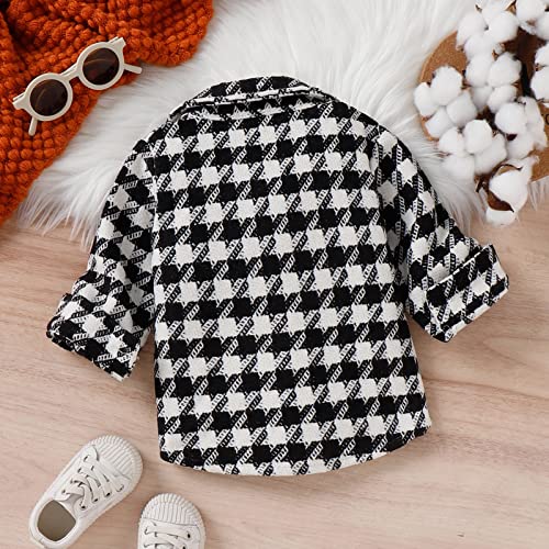 Camisa para meninos e meninas jaqueta xadrez manga longa crianças gola virada para baixo botões tops