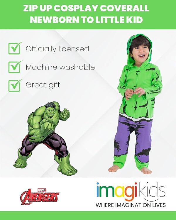 Marvel Avengers Hulk Toddler Boys Zip Up Cosplay Coverall 5T by Marvel - Used condition - US$22.62