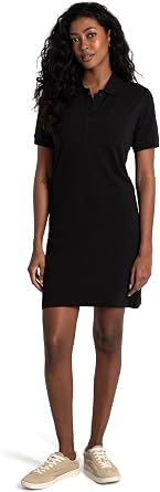 LOLE Effortless Womens Polo Dress, Organic Cotton Blend, Short Sleeve | Lightweight organic cotton blend polo dress, breathable, flat knit collar and cuffs, button placket, falls above the knee,
